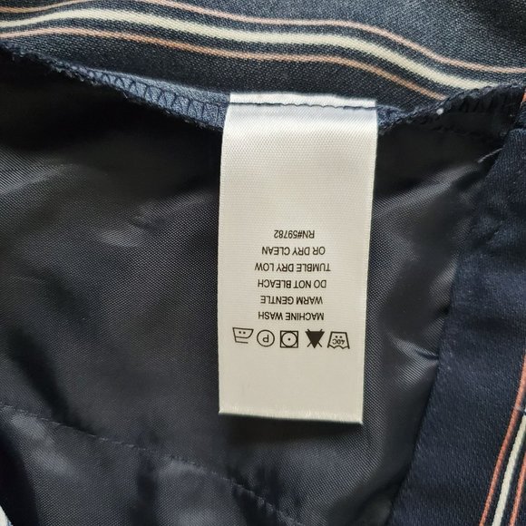 Adrianna Papell Navy Blue Vertical Stripes Pleated Front Dress Pants Size 8 - Picture 7 of 14